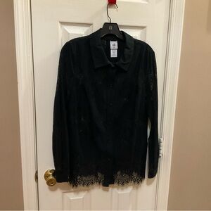 CAbi Lace Detail Black Top